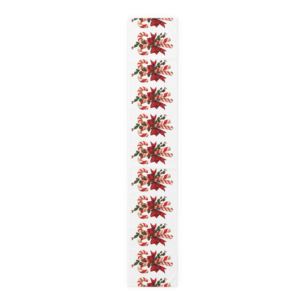 Retro Candy Canes Table Runner Home Decor Polyester Fabric Cloth Linens Unique Cozy Cute Dining Kitchen Decoration