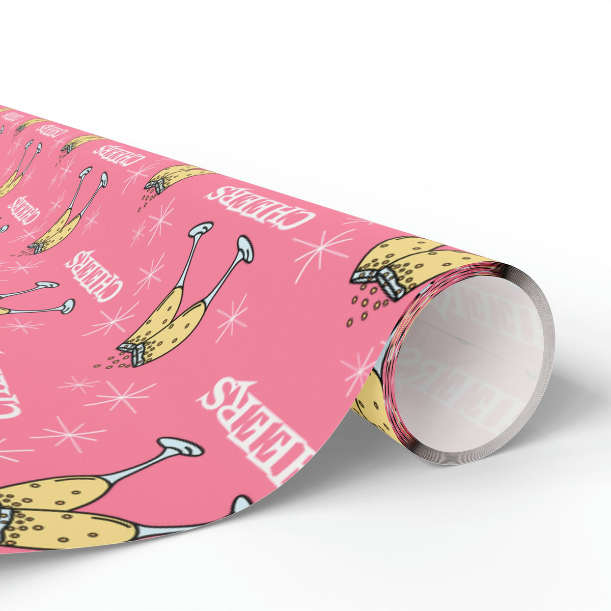 Cheers Champagne Pink Atomic Retro Style Congratulations Gift Wrap Paper - Glossy Or Matte
