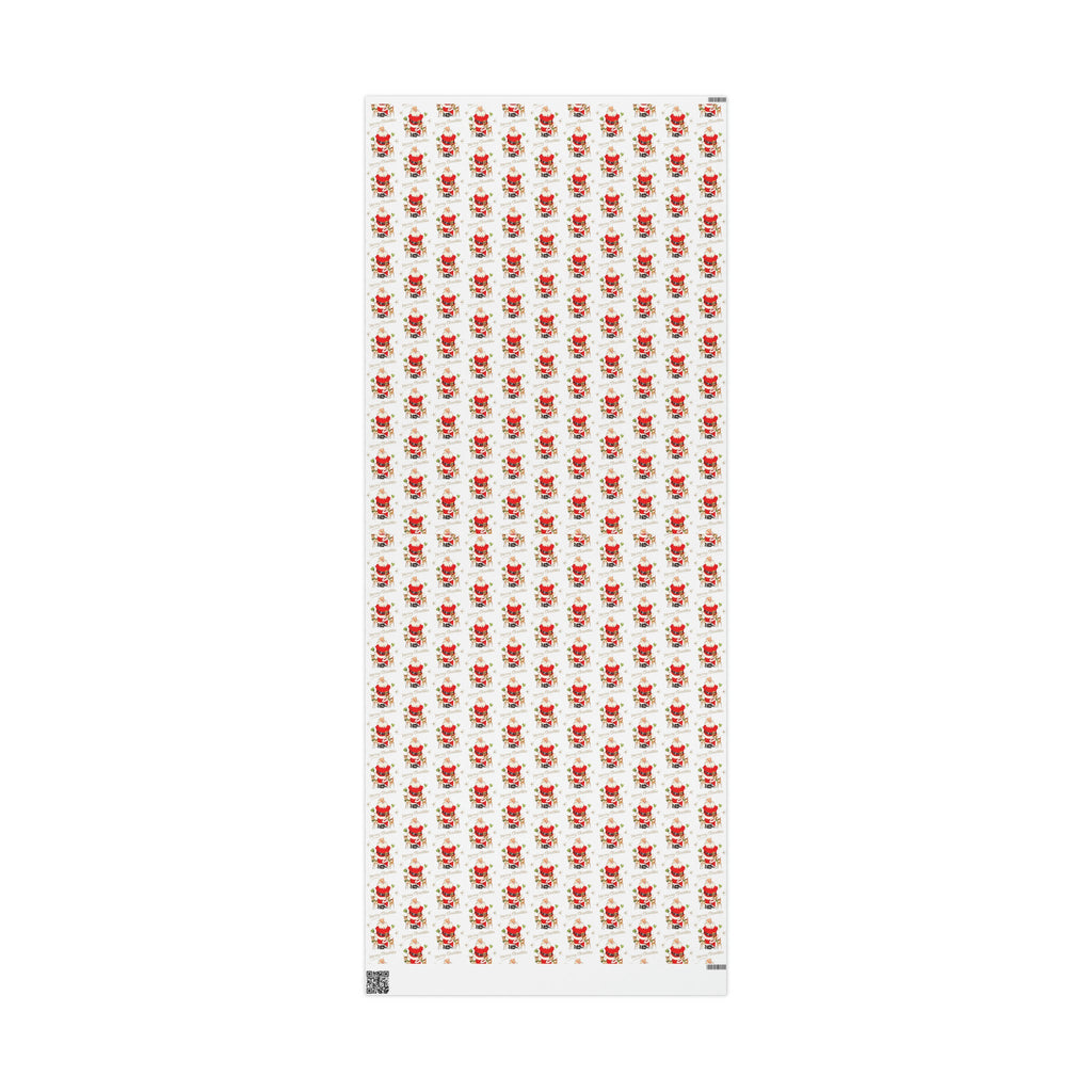 Merry Christmas Santa Reindeer Gold Stars Midcentury Retro Holiday Gift Wrap Paper - Glossy Or Matte
