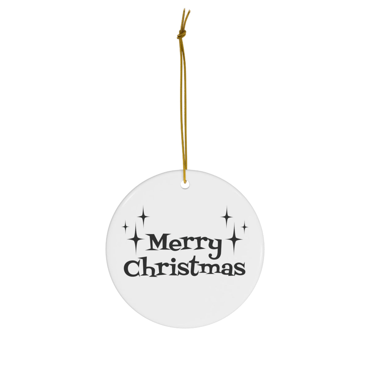 Merry Christmas Starburst Atomic Mid Century Retro Christmas Style Ceramic Ornament
