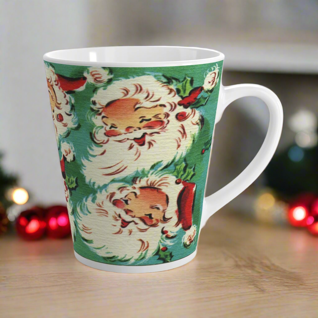 Cute Laughing Santas Retro Christmas Latte Coffee Mug