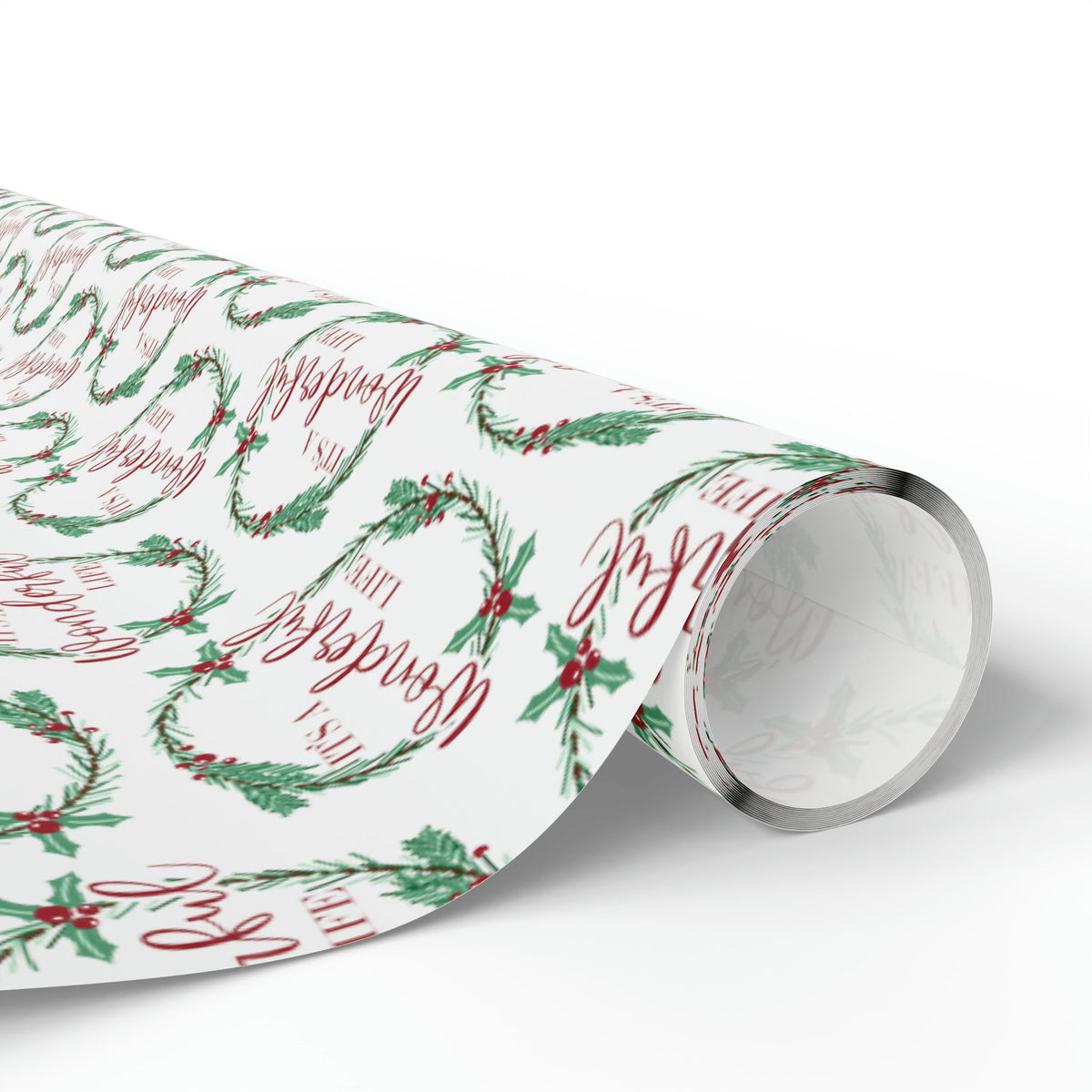 It's A Wonderful Life Christmas Wreath Retro Style Holiday Gift Wrap Paper - Glossy Or Matte