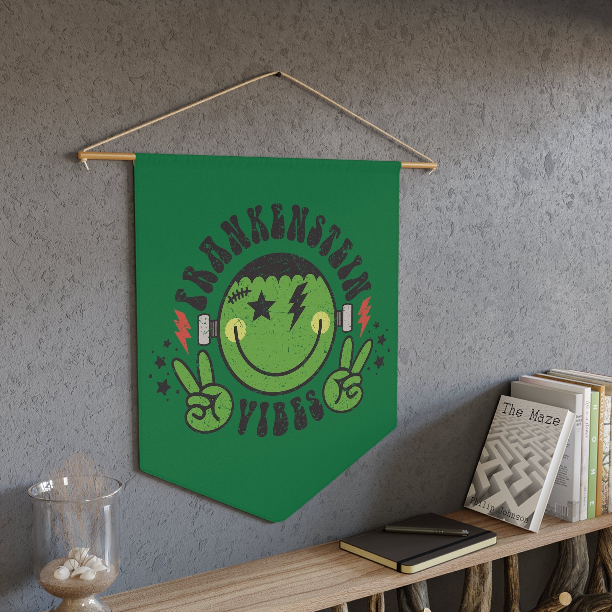 Frankenstein Vibes Green Halloween Print Decor Print Wall Hanging Banner Flag