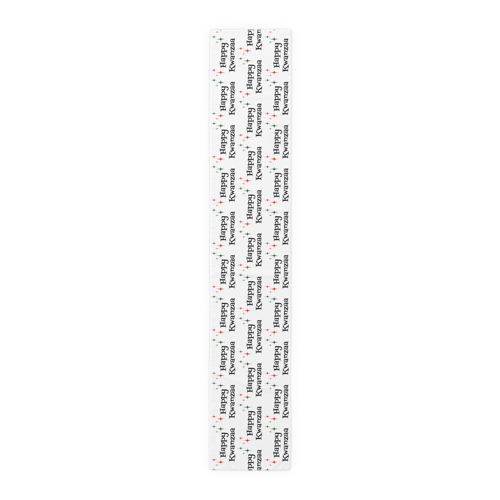 Happy Kwanzaa Atomic Mid Century Retro Style Kwanzaa Holiday Party Decor Cotton Poly Table Runner