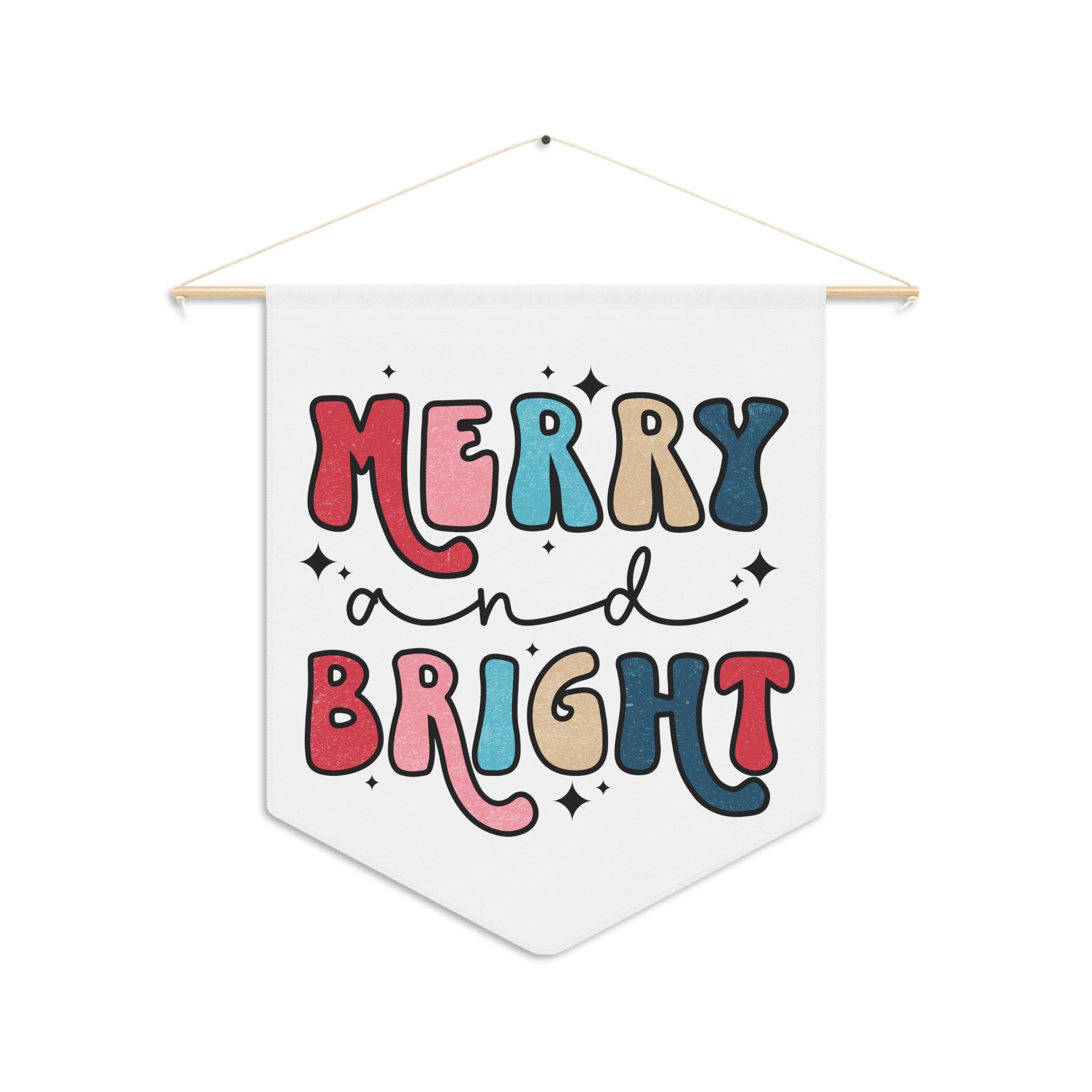 Merry And Bright Christmas Print Wall Hanging Banner Flag
