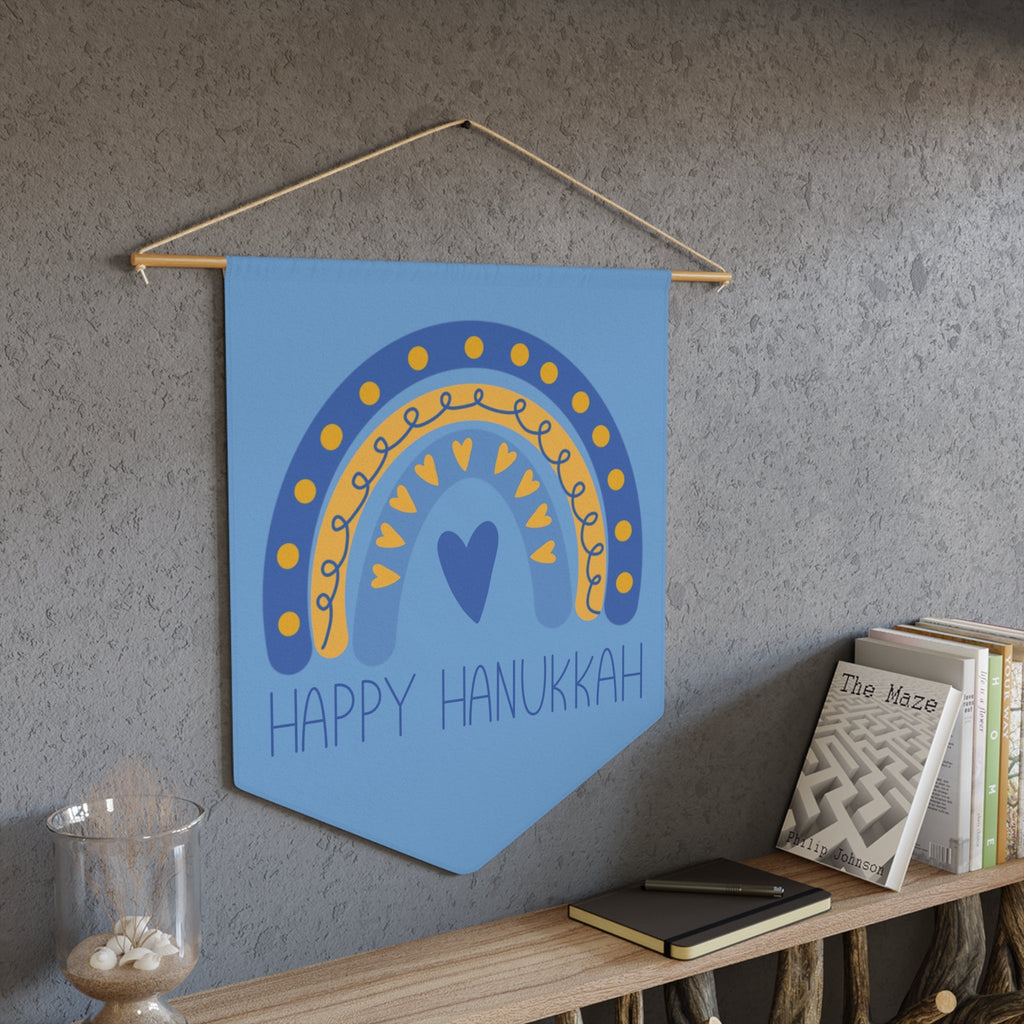 Happy Hanukkah Blue Wall Hanging Banner Flag