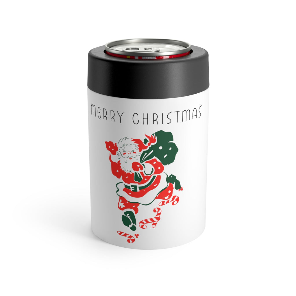 Merry Christmas Santa Mid Century Retro Christmas Print Stainless Steel Can Holder