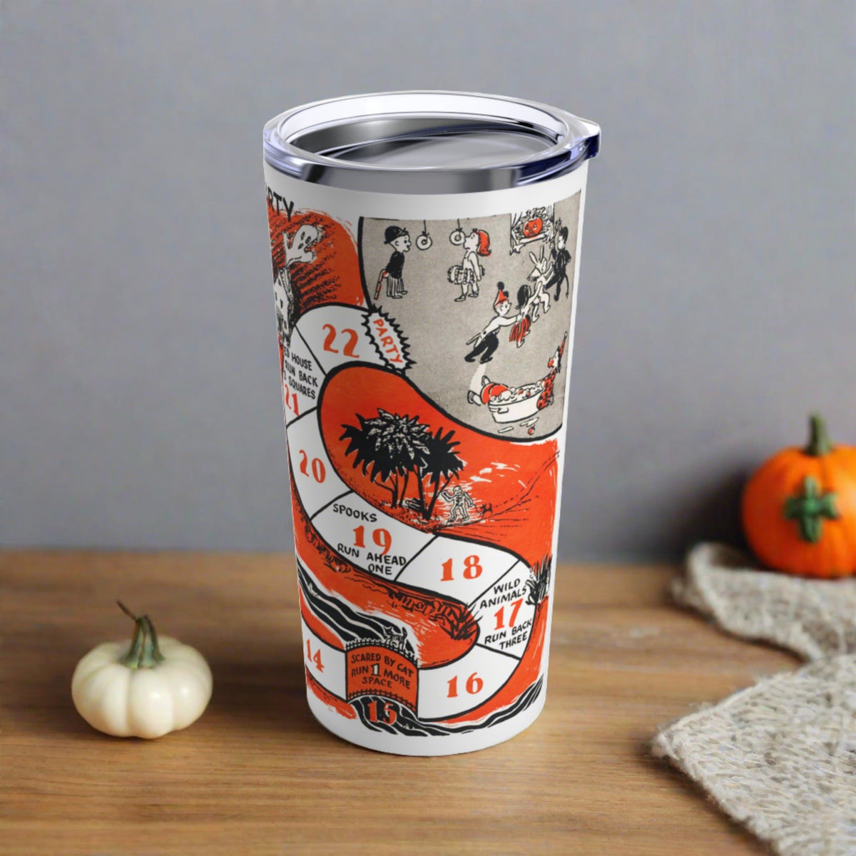 Halloween Party Board Game Retro Halloween Print Stainless Steel Tumbler 20oz