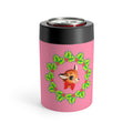 Christmas Reindeer In Holly Berry Wreath Mid Century Retro Christmas Print Stainless Steel Can Holder