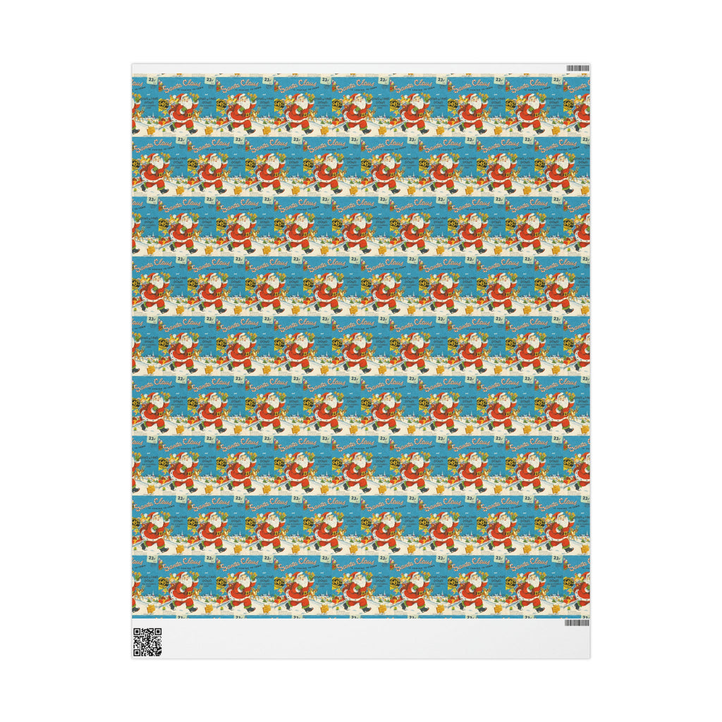 Santa Claus Is Coming To Town Record Cover Mid Century Retro Christmas Print Holiday Gift Wrap Paper - Glossy Or Matte