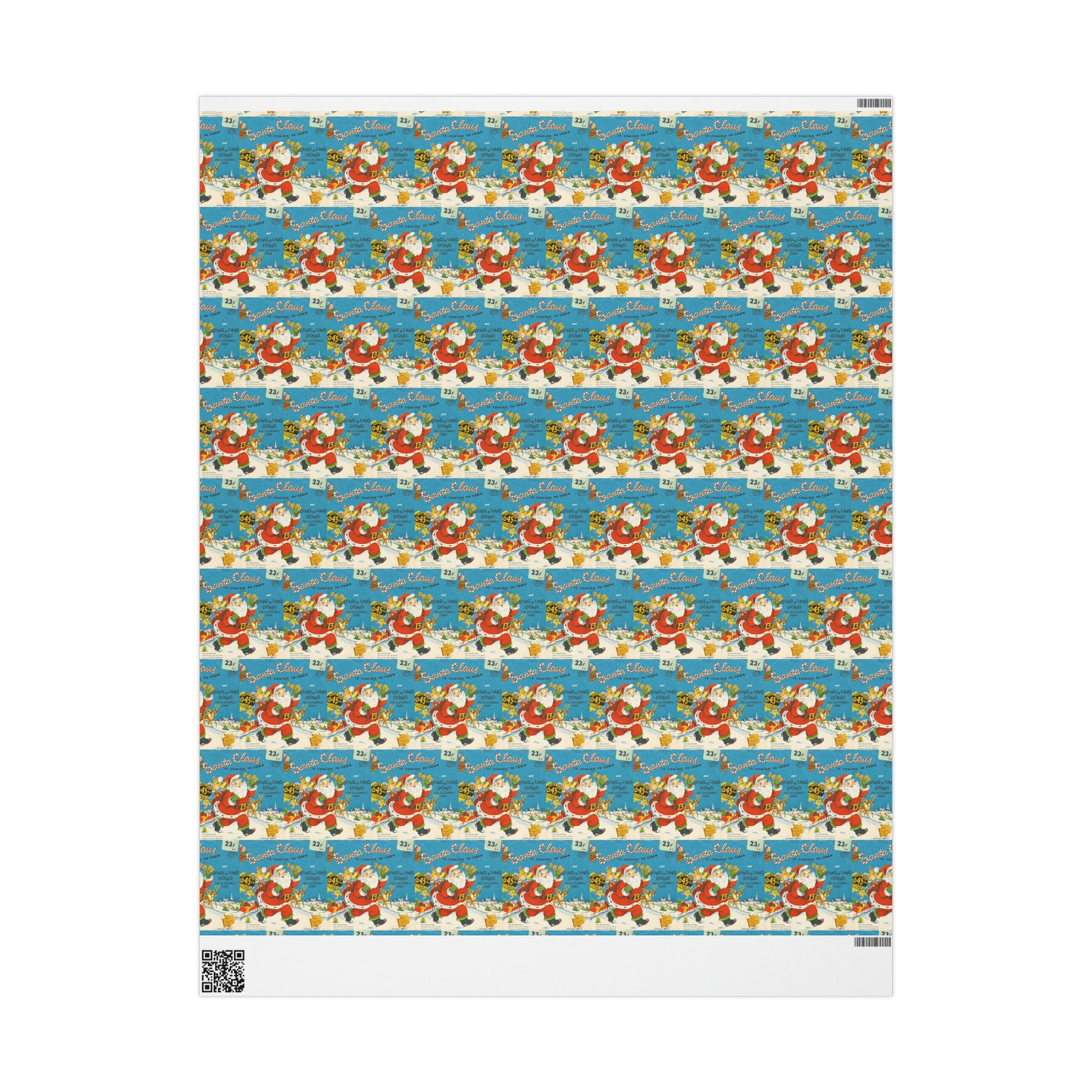 Santa Claus Is Coming To Town Record Cover Mid Century Retro Christmas Print Holiday Gift Wrap Paper - Glossy Or Matte