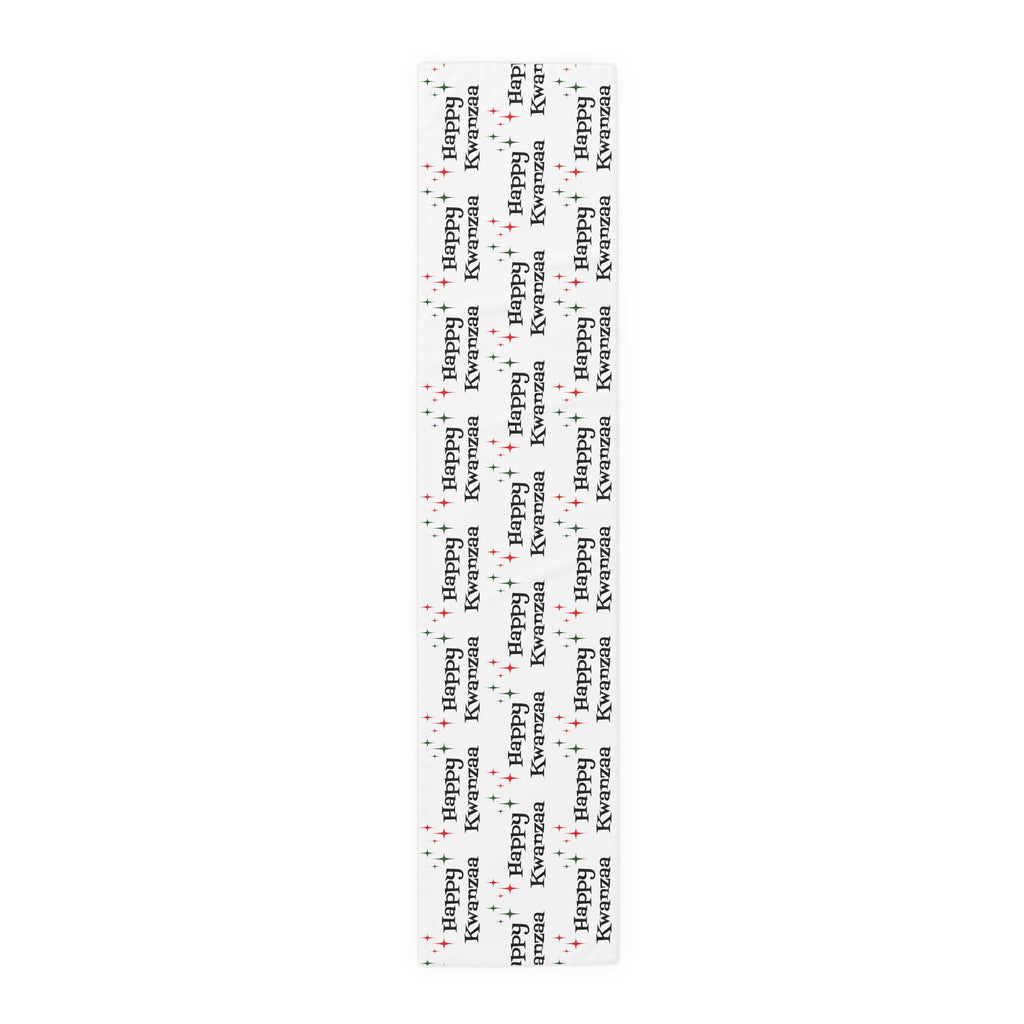Happy Kwanzaa Atomic Mid Century Retro Style Kwanzaa Holiday Party Decor Cotton Poly Table Runner