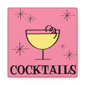 Cocktails Pink Mid Century Retro Design Pink Canvas Gallery Wrap