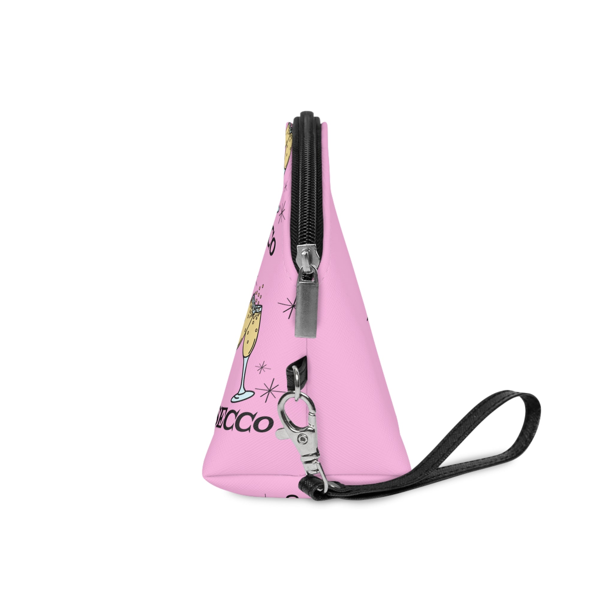 Prosecco Cocktails Pink Atomic Mid Century Retro Style Cosmetic Makeup Travel Bag
