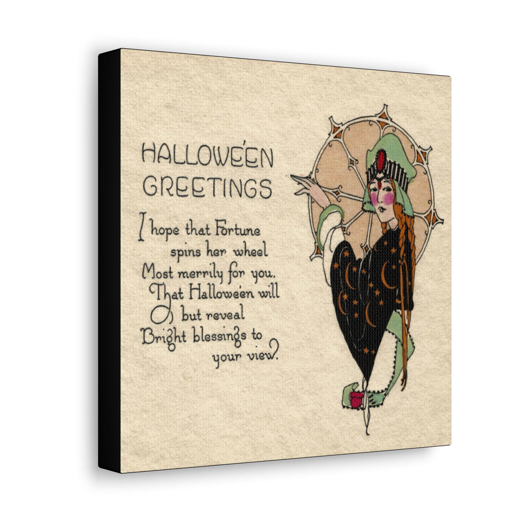 Halloween Greetings Victorian Witch Celestial Woman Halloween Decor Print Canvas Gallery Wrap