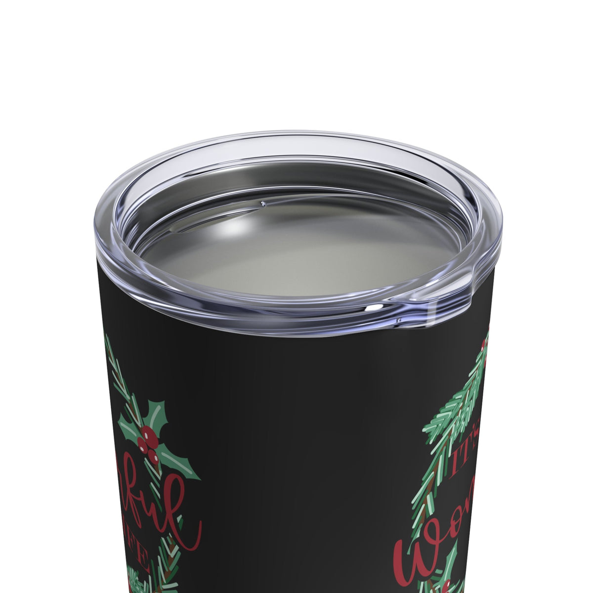 It's A Wonderful Life Christmas Wreath Black Stainless Steel Tumbler 10oz