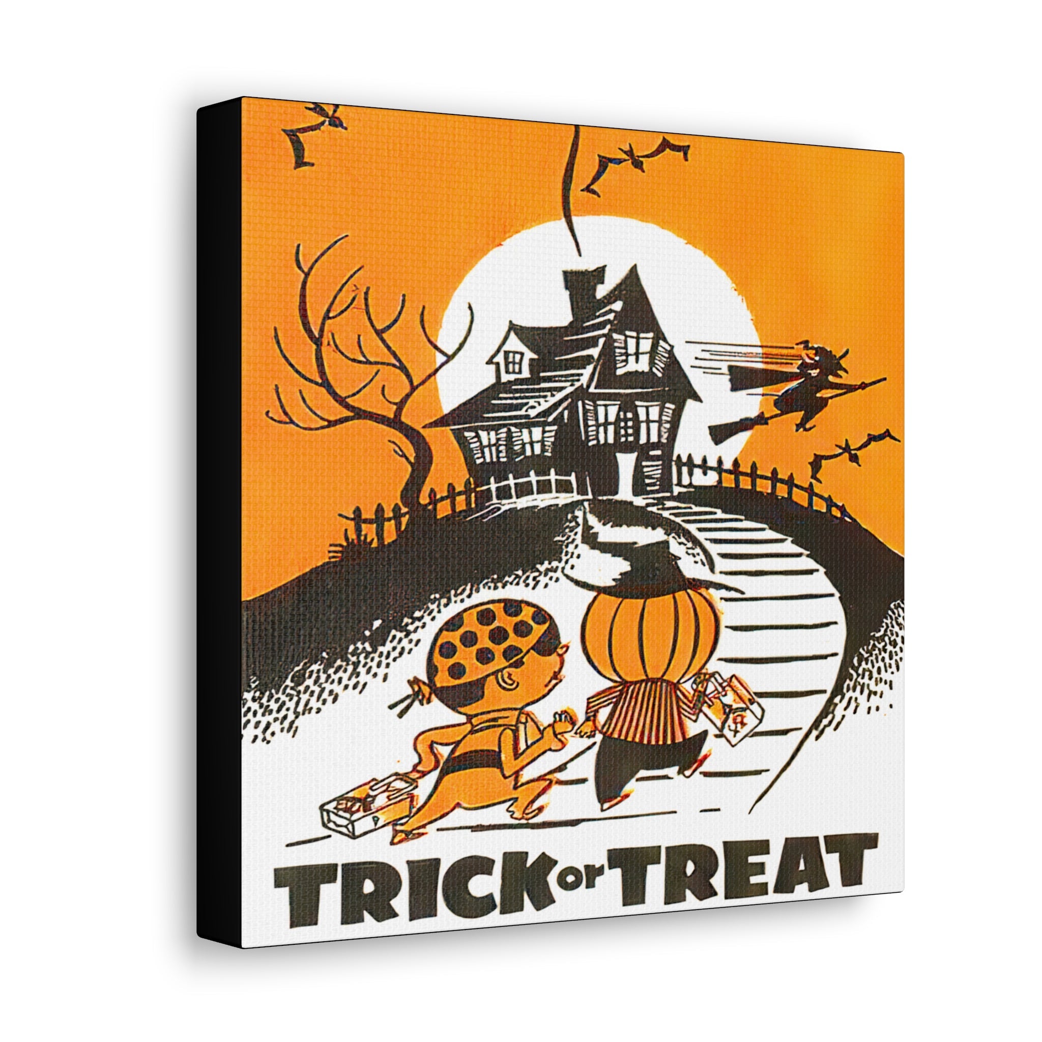 Trick Or Treat Retro Halloween Print Canvas Gallery Wrap