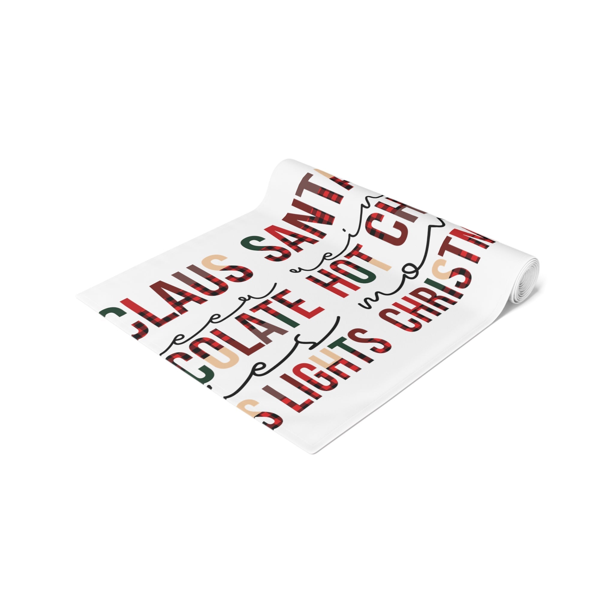 Santa Claus Reindeer Hot Chocolate Movies Christmas Lights Christmas Print Home Decor Cotton Poly Table Runner