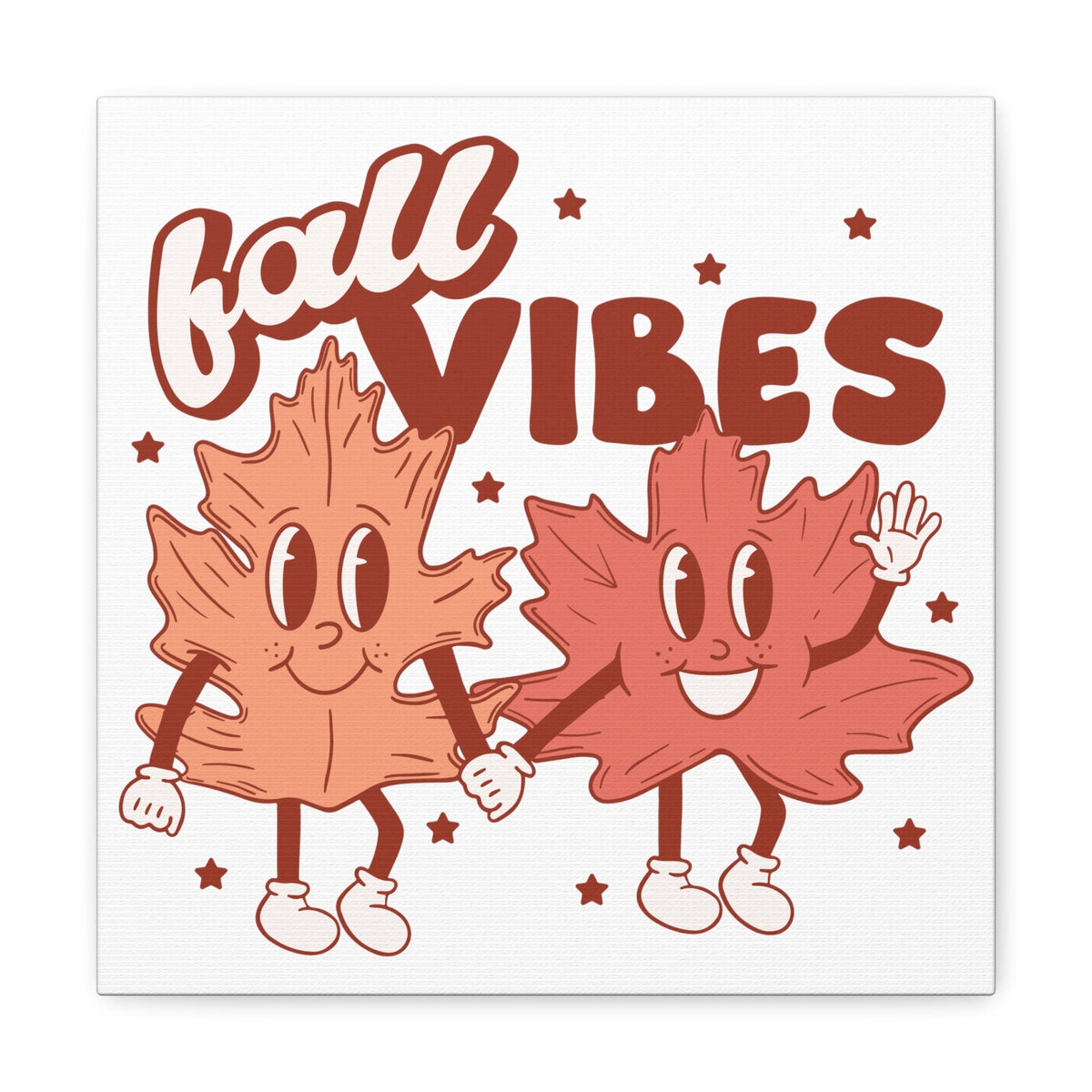 Fall Vibes Leaf Friends Retro Style Fall Autumn Canvas Gallery Wrap