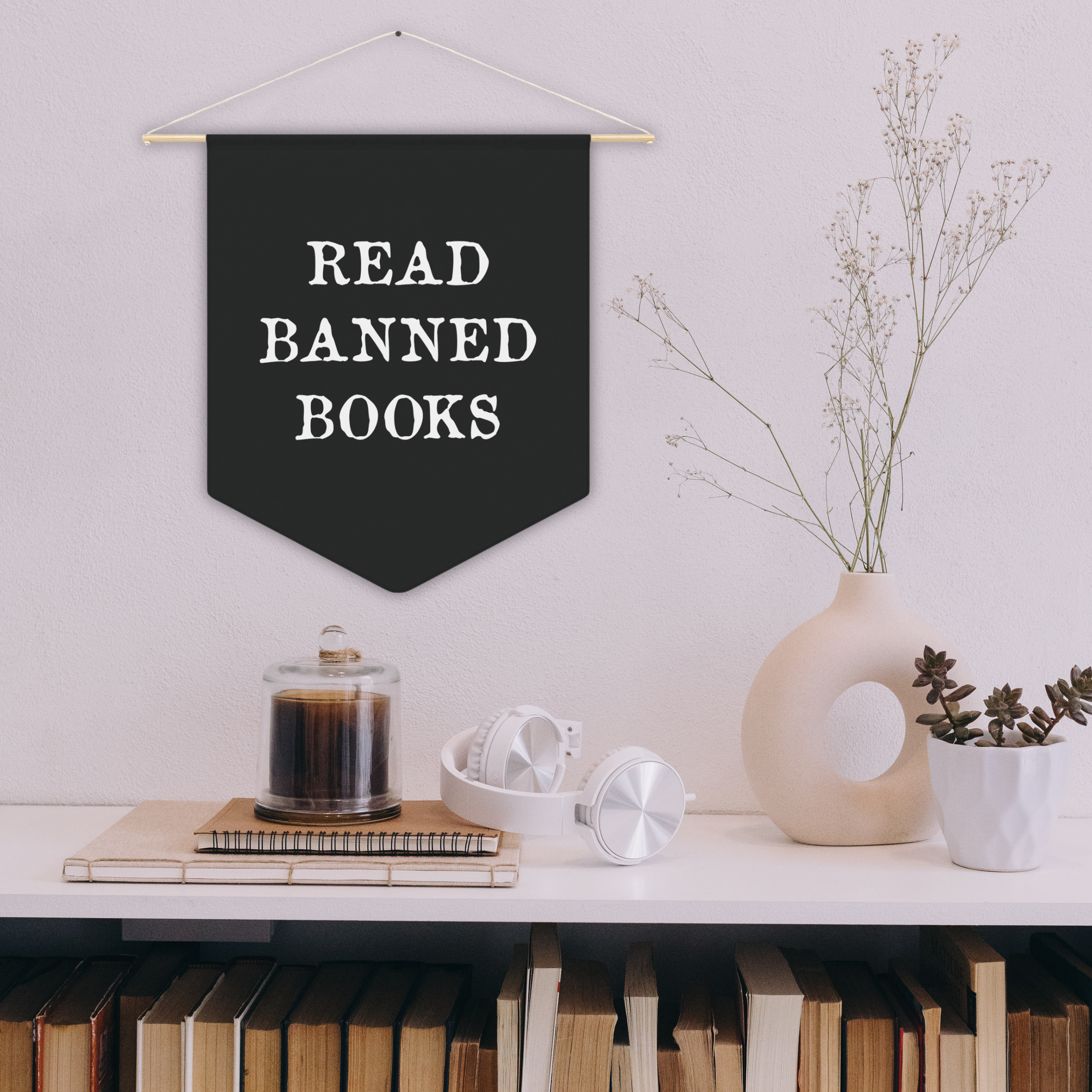 Read Banned Books Wall Hanging Pennant Banner Flag
