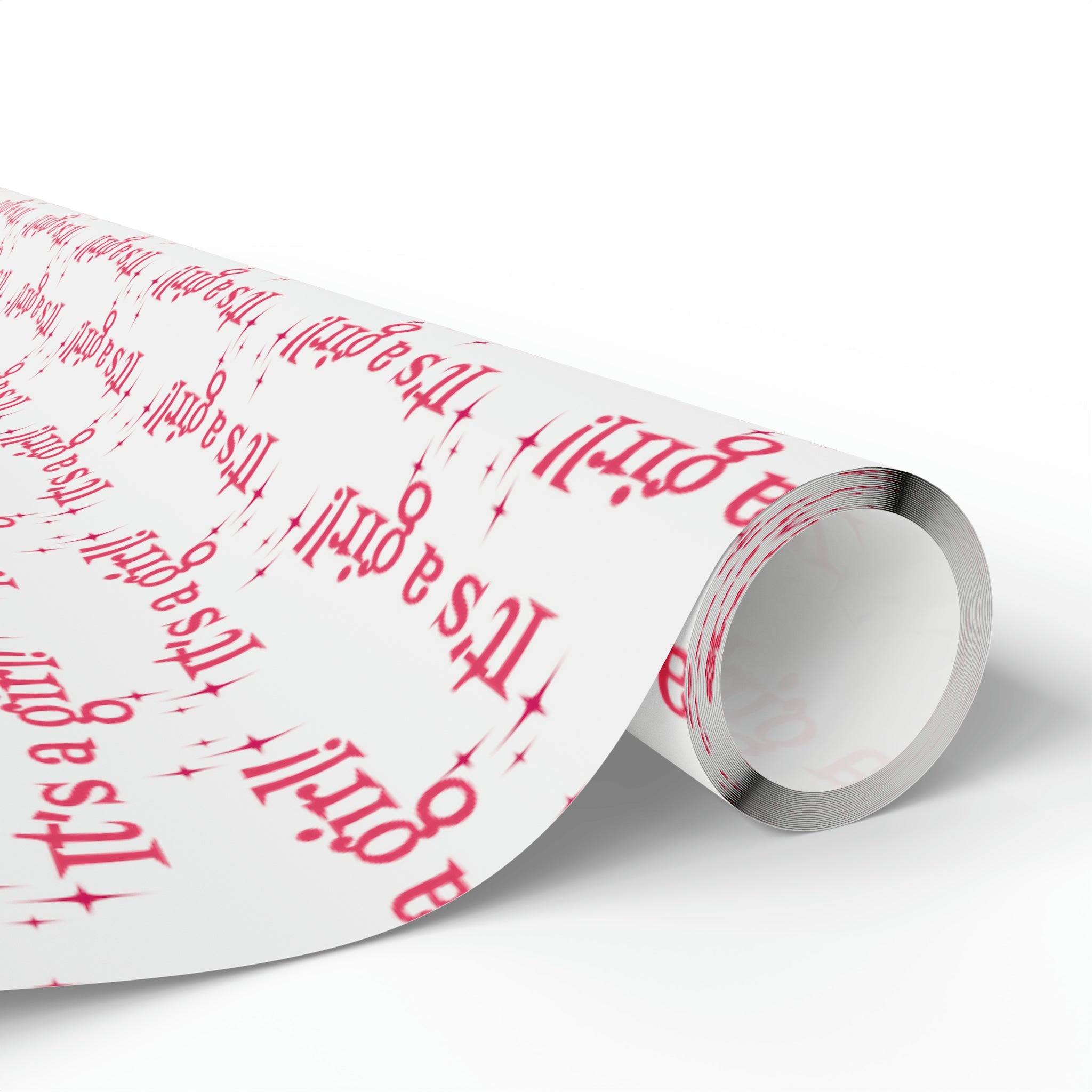 It's A Girl Starburst Atomic Retro Style Baby Shower Gift Wrap Paper - Glossy Or Matte