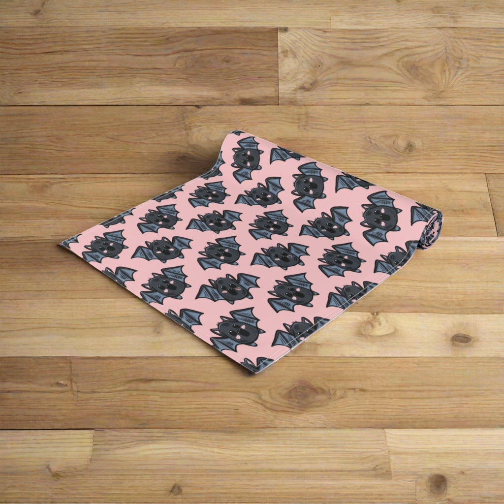 Halloween Bats Pink Fall Autumn Cotton Poly Table Runner