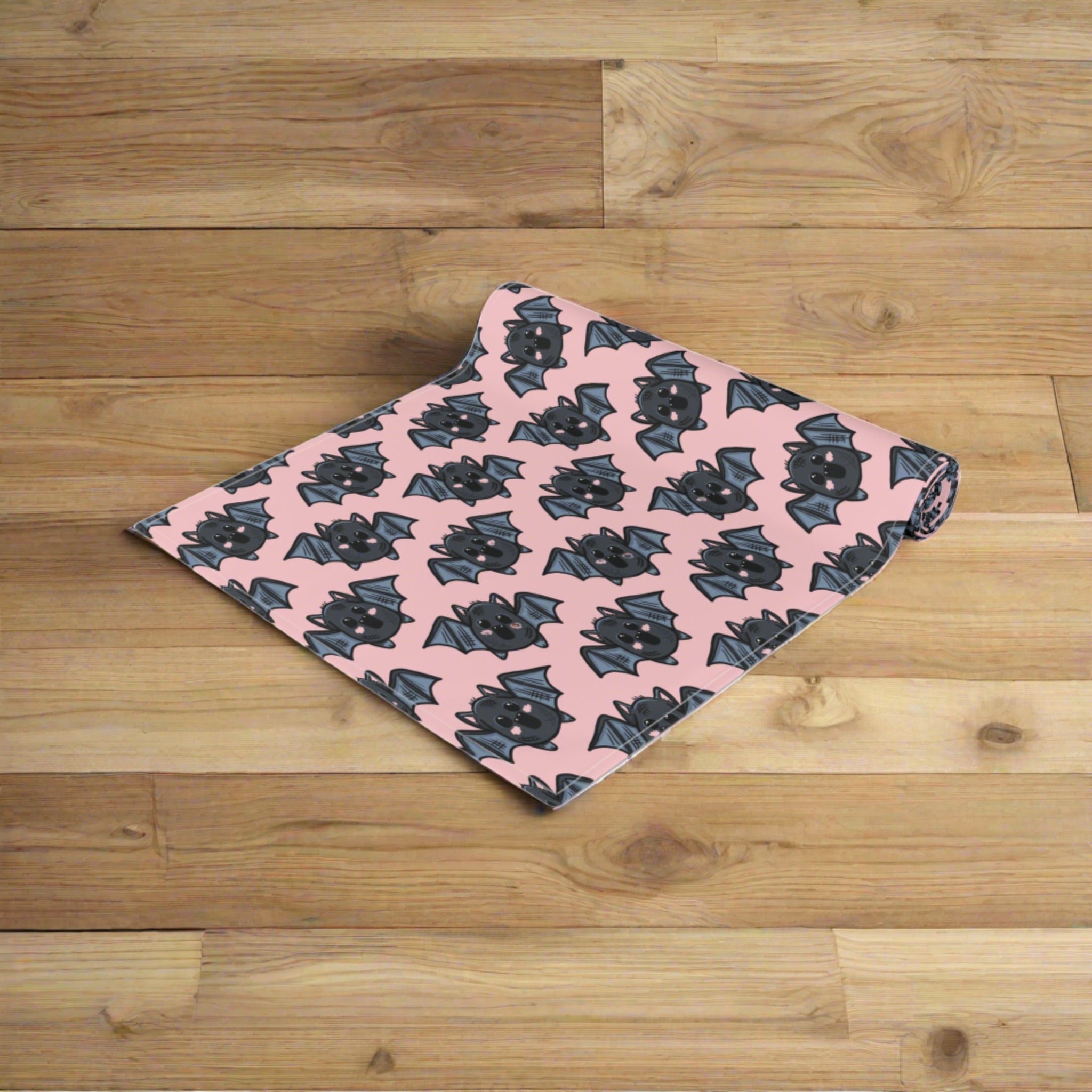 Halloween Bats Pink Fall Autumn Cotton Poly Table Runner