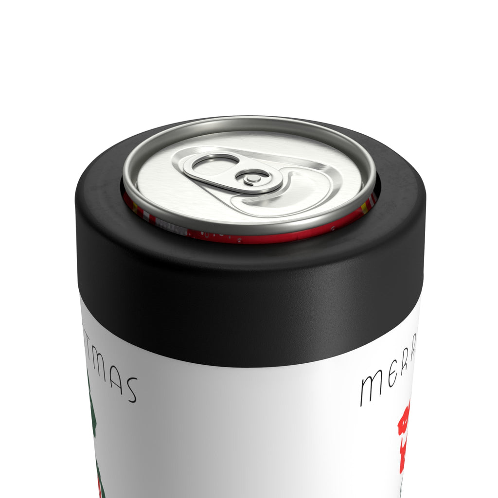 Merry Christmas Santa Mid Century Retro Christmas Print Stainless Steel Can Holder