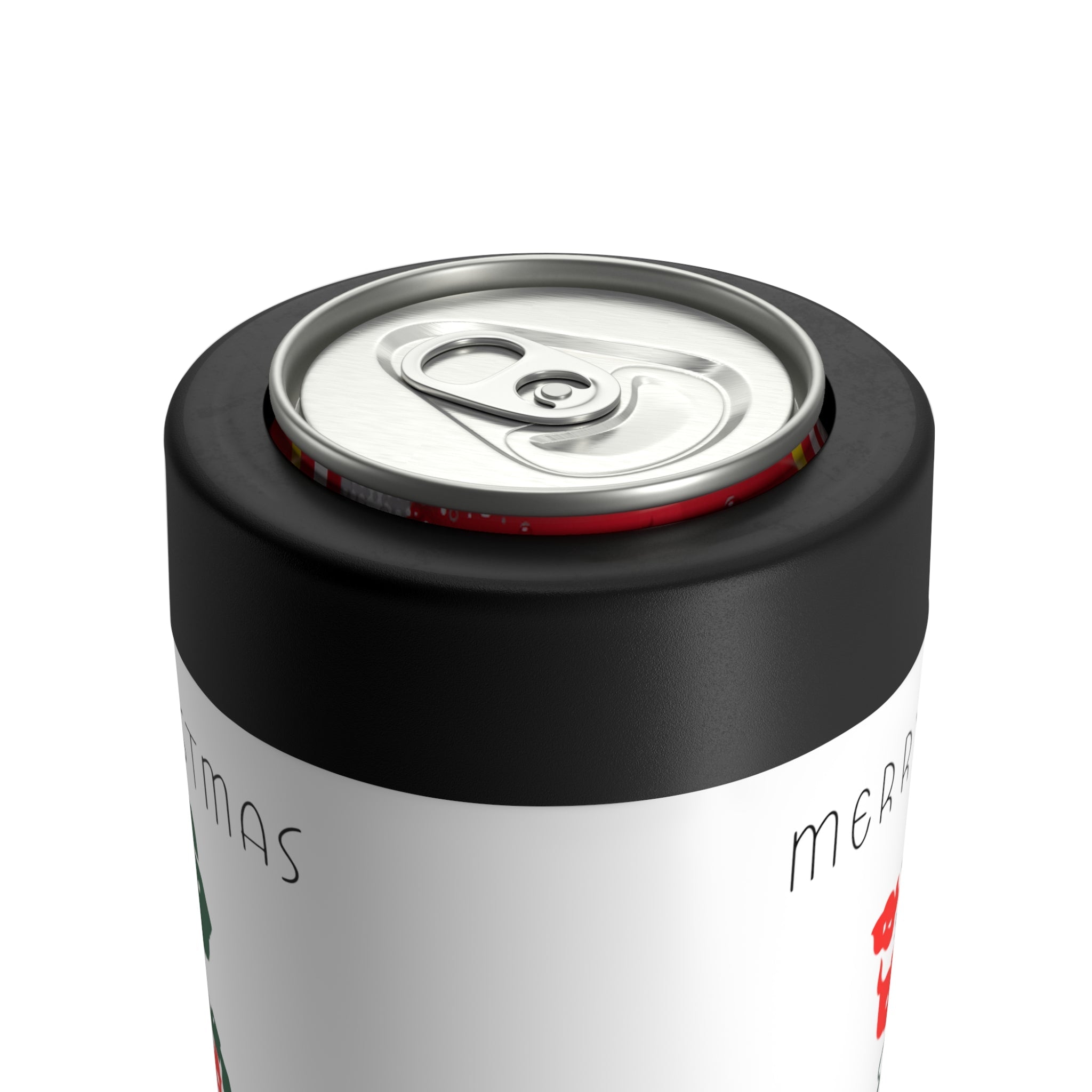 Merry Christmas Santa Mid Century Retro Christmas Print Stainless Steel Can Holder