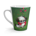 Christmas Puppy Under The Mistletoe Retro Christmas Print Latte Coffee Mug