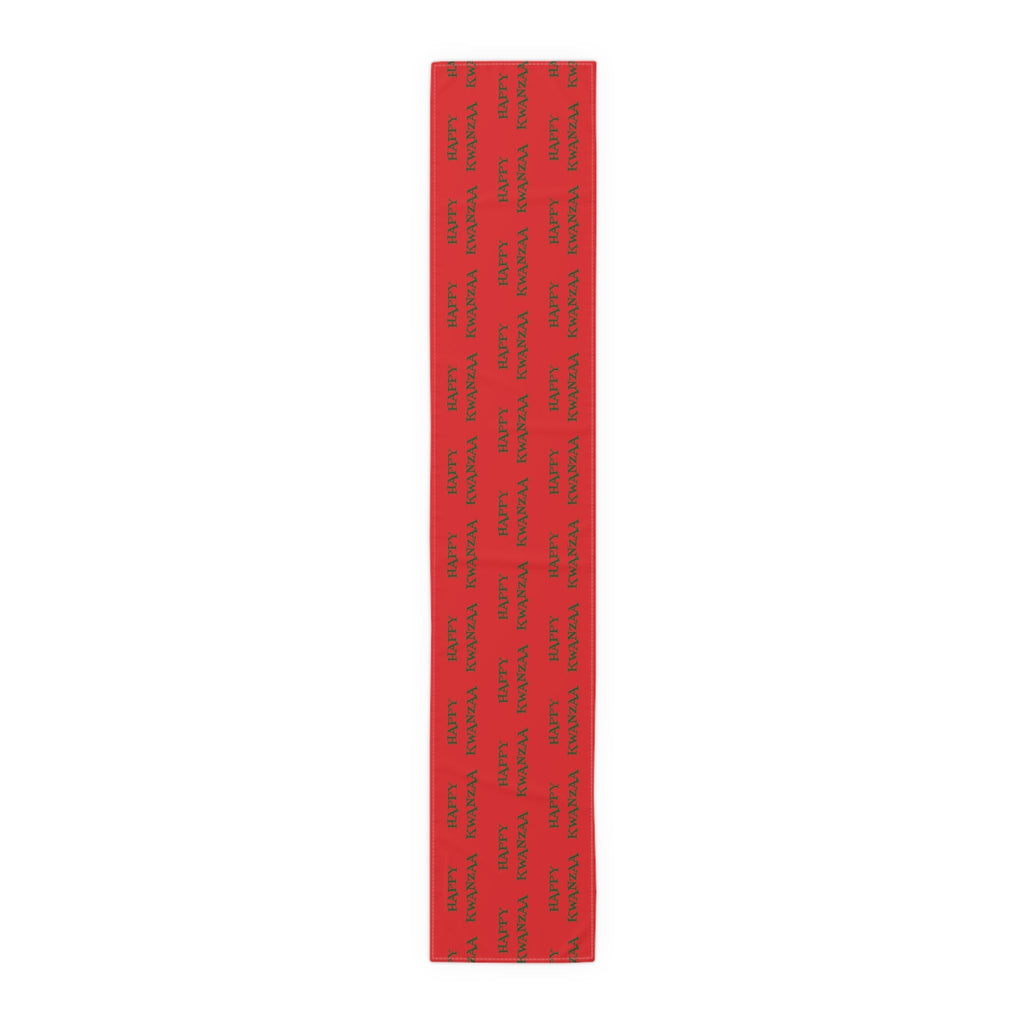 Happy Kwanzaa Red And Green Atomic Mid Century Retro Style Kwanzaa Decor Cotton Poly Table Runner