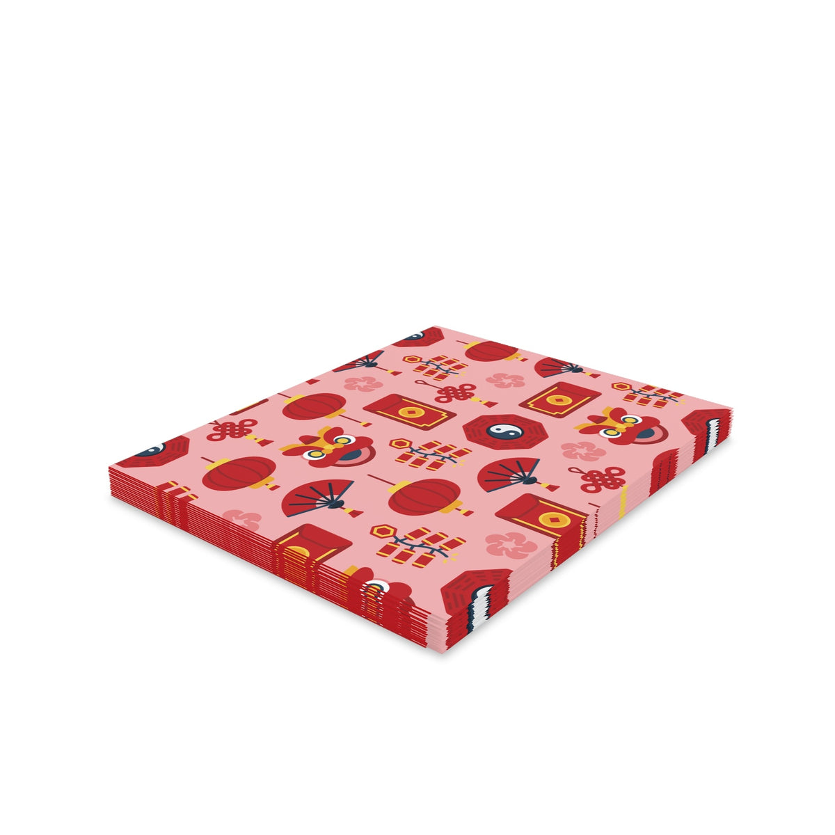 Lunar New Year Of The Dragon Spring Festival Holiday Matte Greeting Cards (8, 16, and 24 pcs)