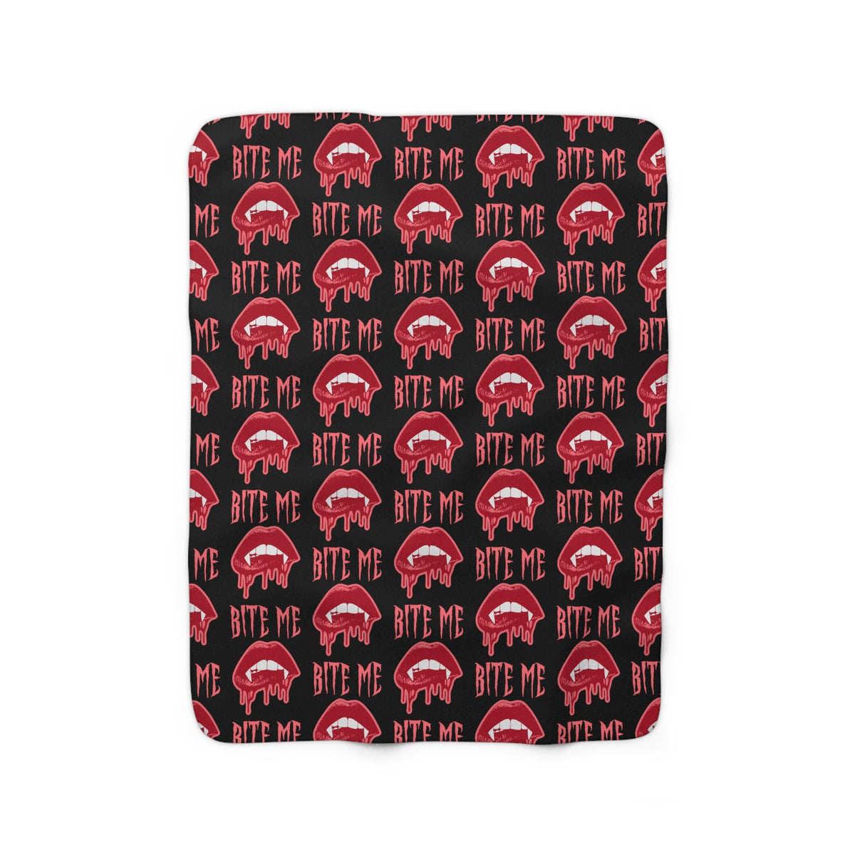 Bite Me Vampire Fangs Halloween Fall Autumn Sherpa Fleece Blanket
