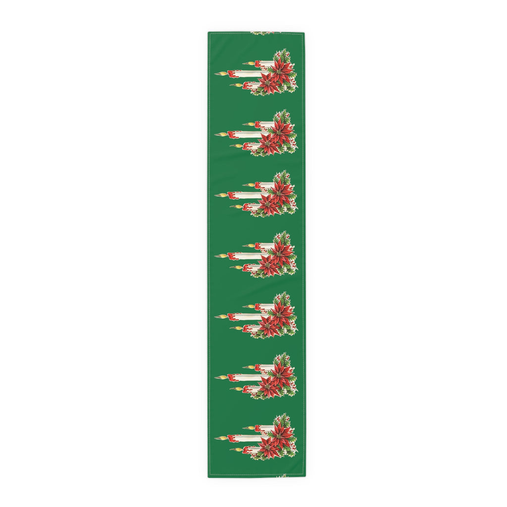 Christmas Candles Retro Christmas Print Home Decor Cotton Poly Table Runner