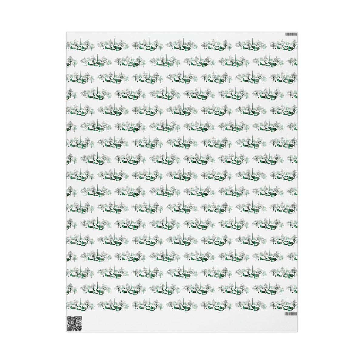 Cozy Winter Christmas Village Mid Century Retro Christmas Print Holiday Gift Wrap Paper - Glossy Or Matte