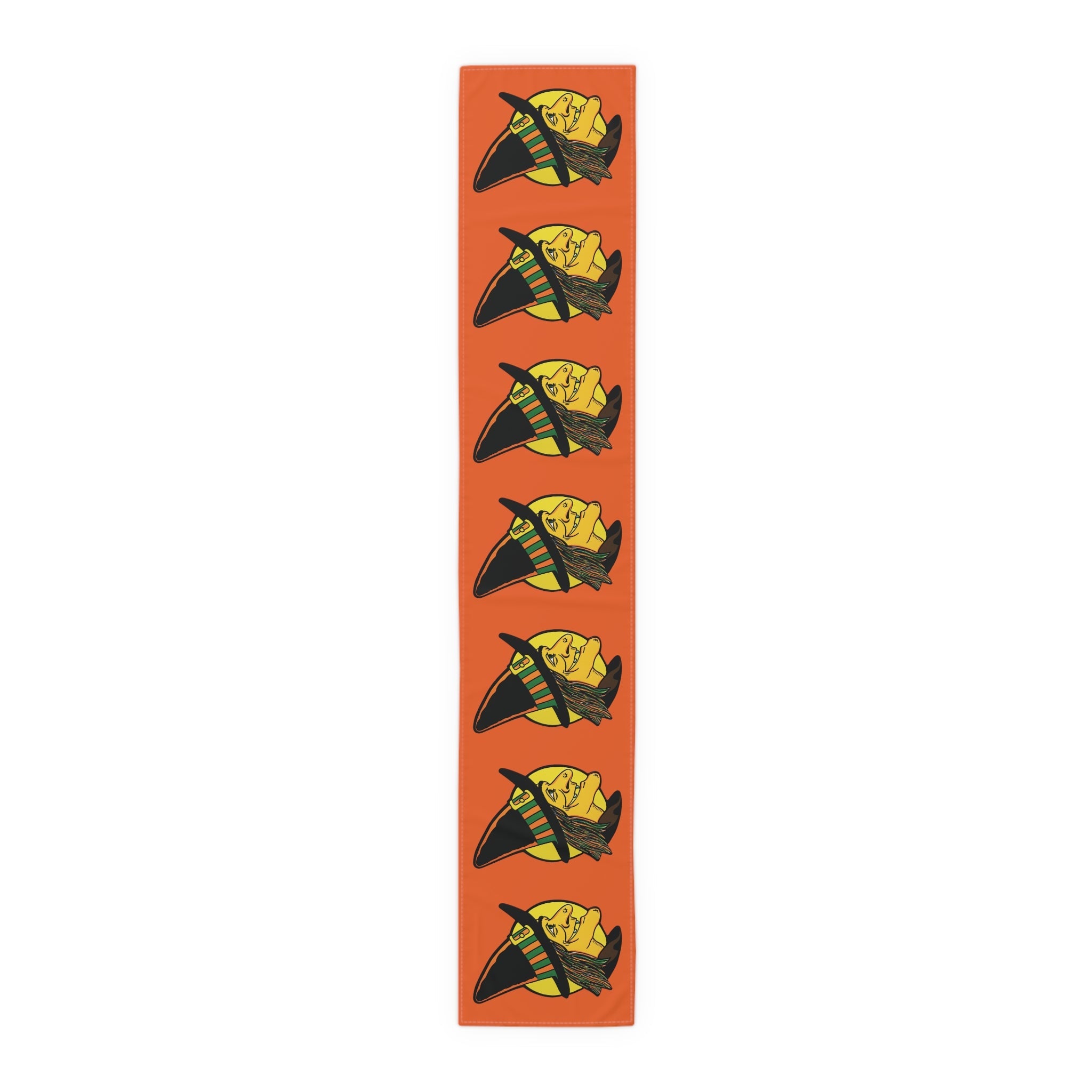Halloween Witch Retro Halloween Print Orange Cotton Table Runner