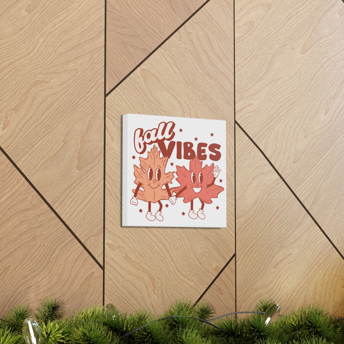 Fall Vibes Leaf Friends Retro Style Fall Autumn Canvas Gallery Wrap