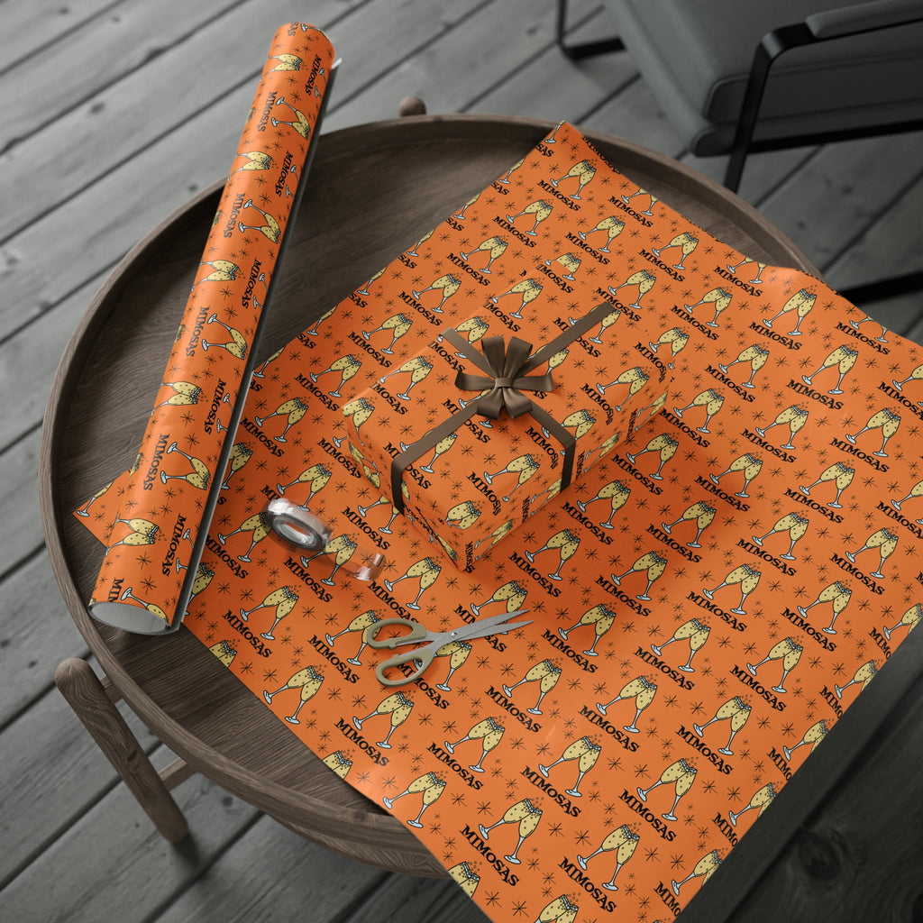 Mimosas Champagne Brunch Atomic Retro Style Holiday Gift Wrap Paper - Glossy Or Matte
