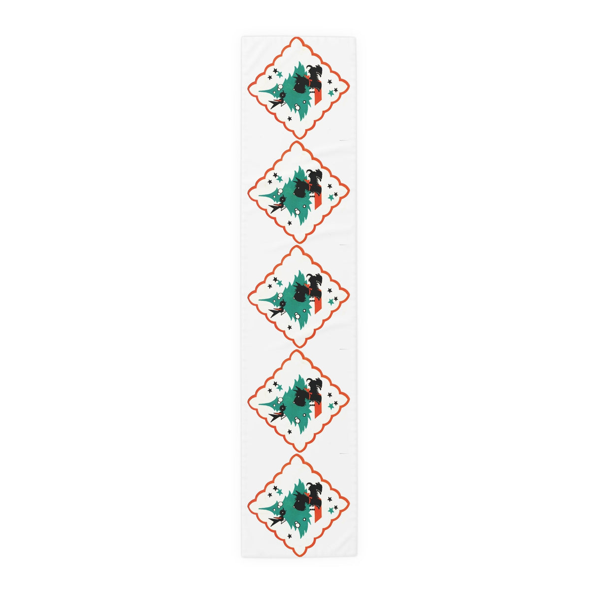Little Christmas Scottie With Bird Mid Century Retro Christmas Print Home Decor Cotton Poly Table Runner