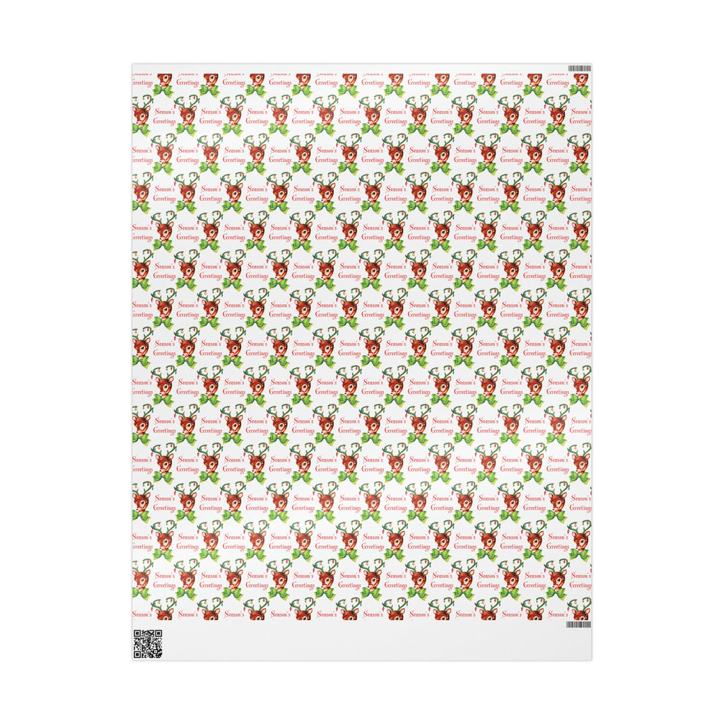 Season's Greetings Reindeer Mid Century Retro Christmas Print Holiday Gift Wrap Paper - Glossy Or Matte