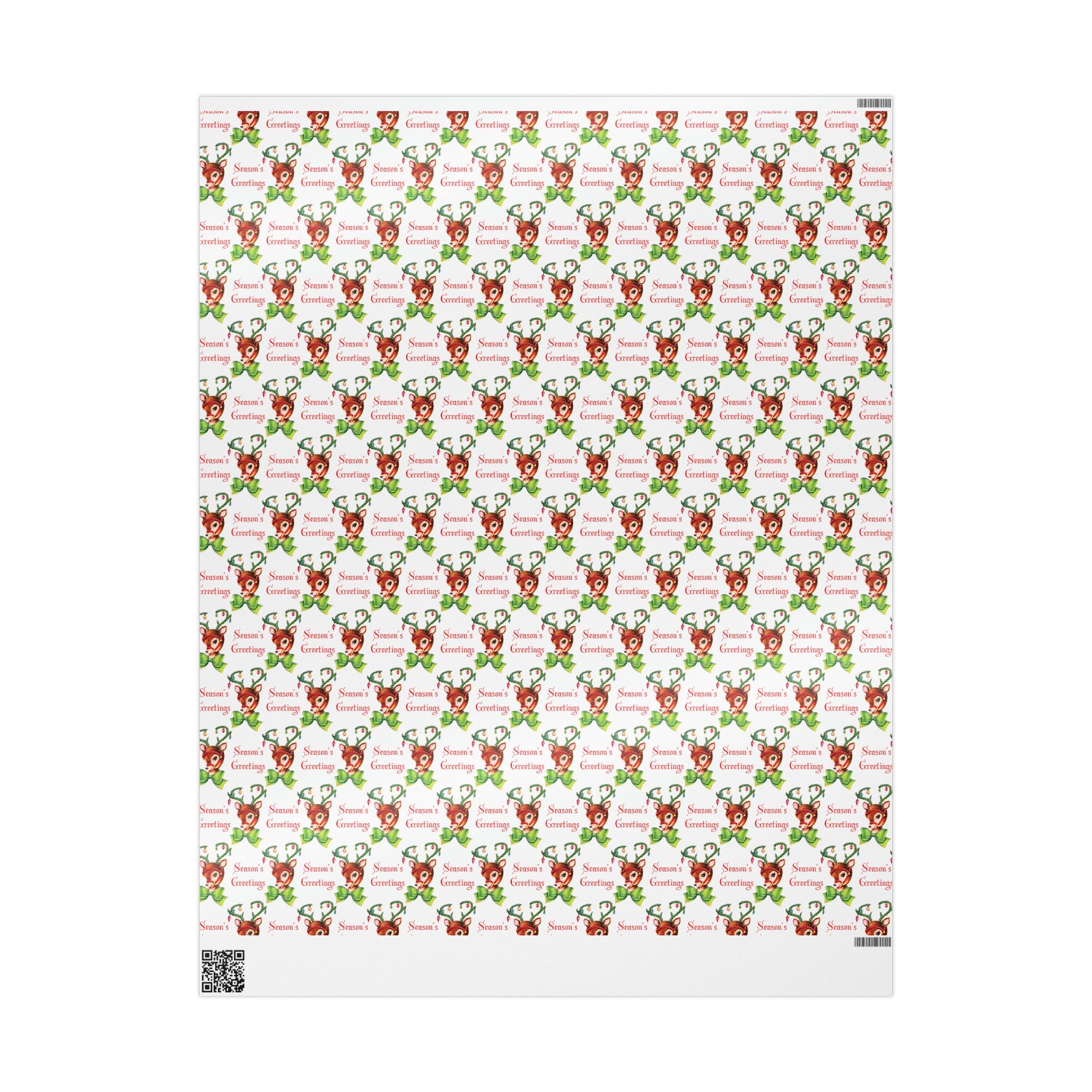 Season's Greetings Reindeer Mid Century Retro Christmas Print Holiday Gift Wrap Paper - Glossy Or Matte