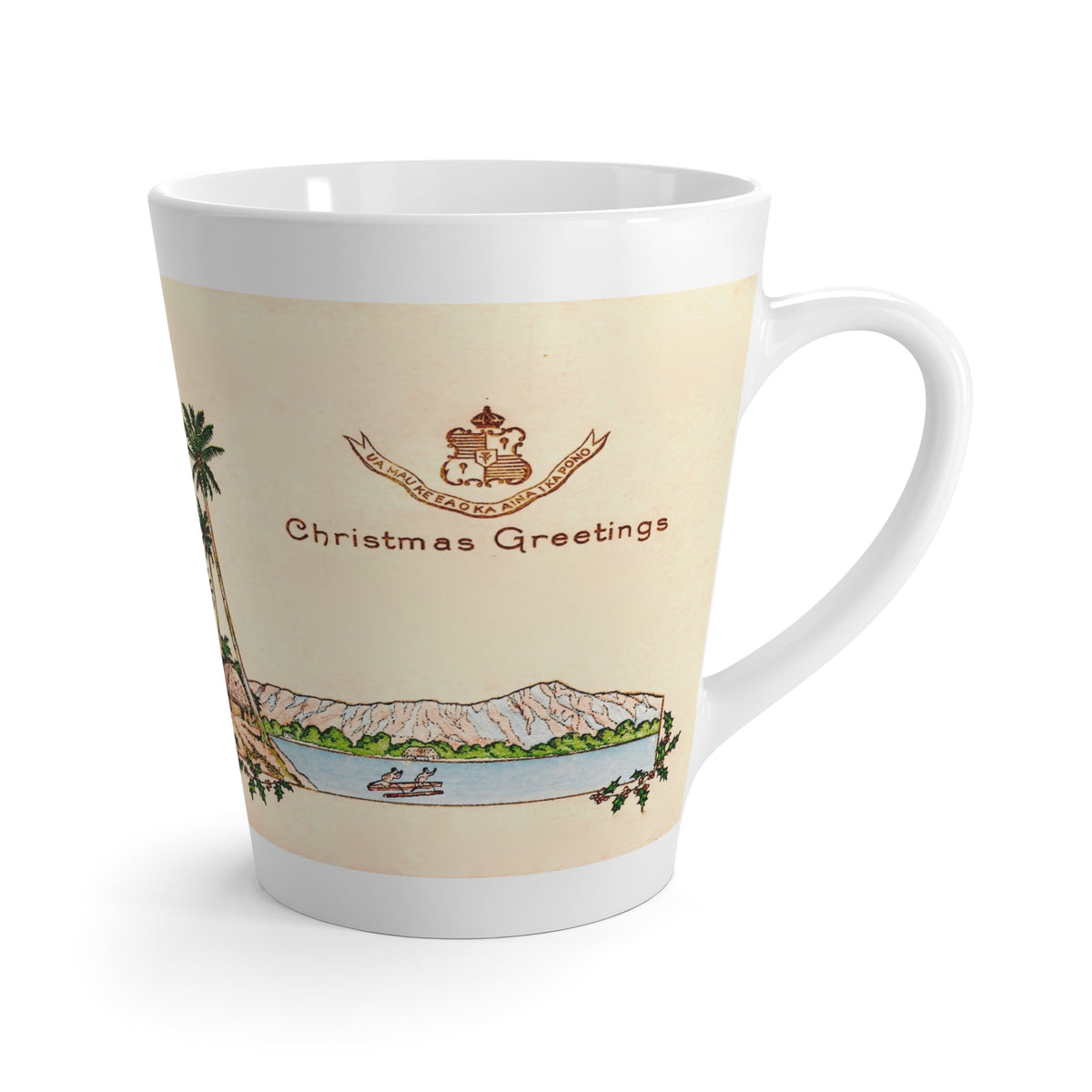 Christmas Greetings Hawaii Retro Christmas Print Latte Coffee Mug