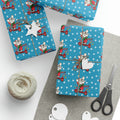 Christmas Mouse On Scooter Stars Mid Century Retro Christmas Print Holiday Gift Wrap Paper - Glossy Or Matte