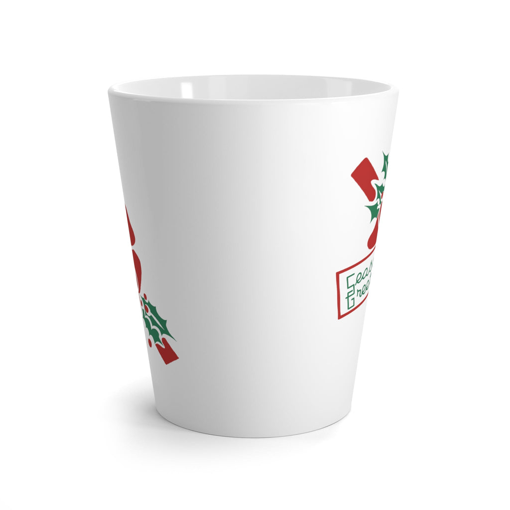 Season's Greetings Bow And Holly Mid Century Retro Christmas Latte Mug