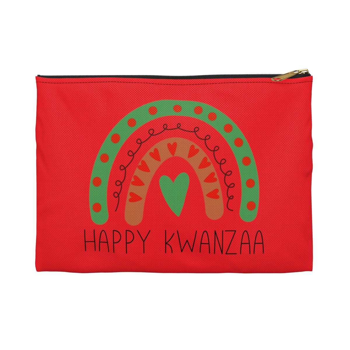 Happy Kwanzaa Rainbow Red Polyester Accessory Pouch Travel Bag