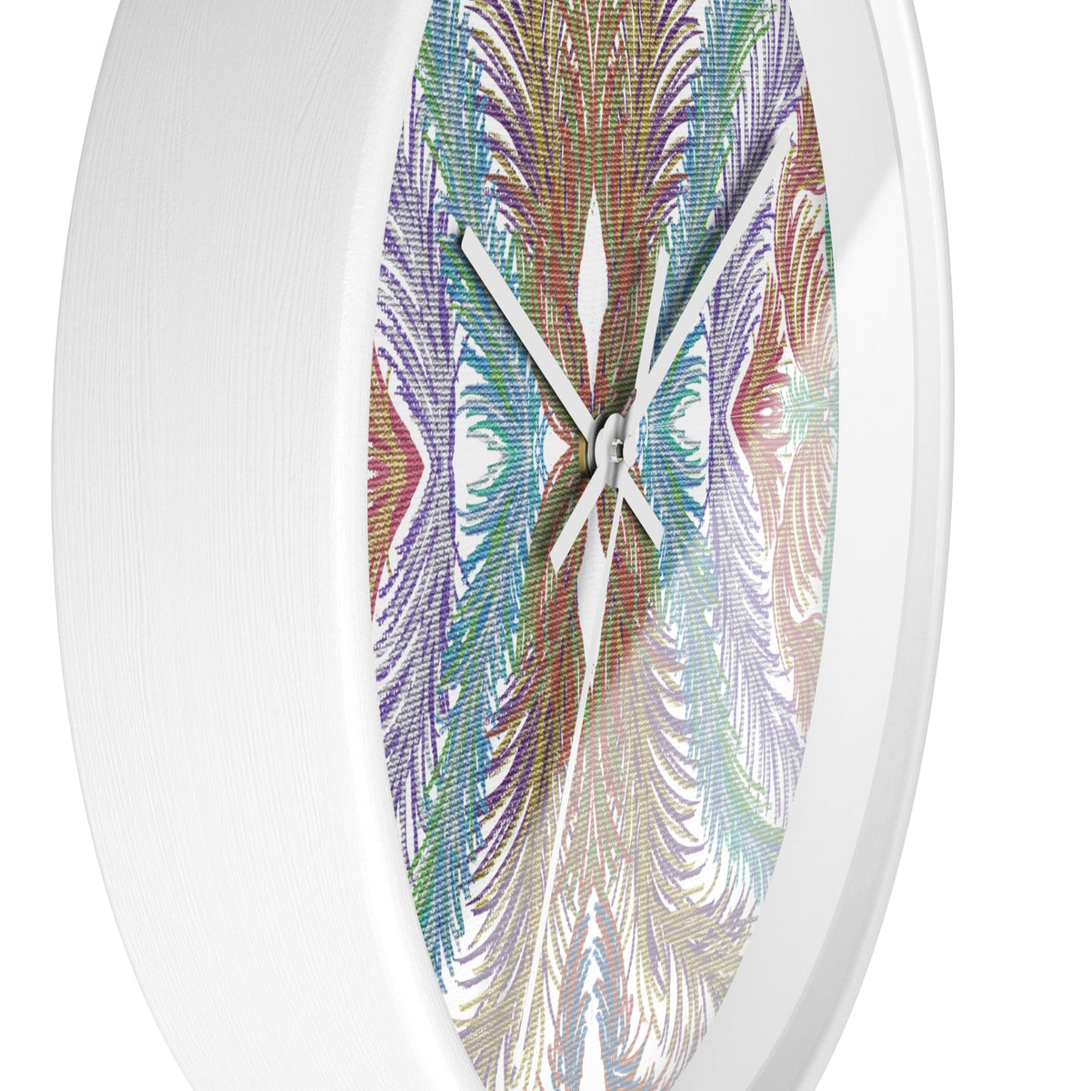 Space Feathers Caden Caraco White Wall Clock