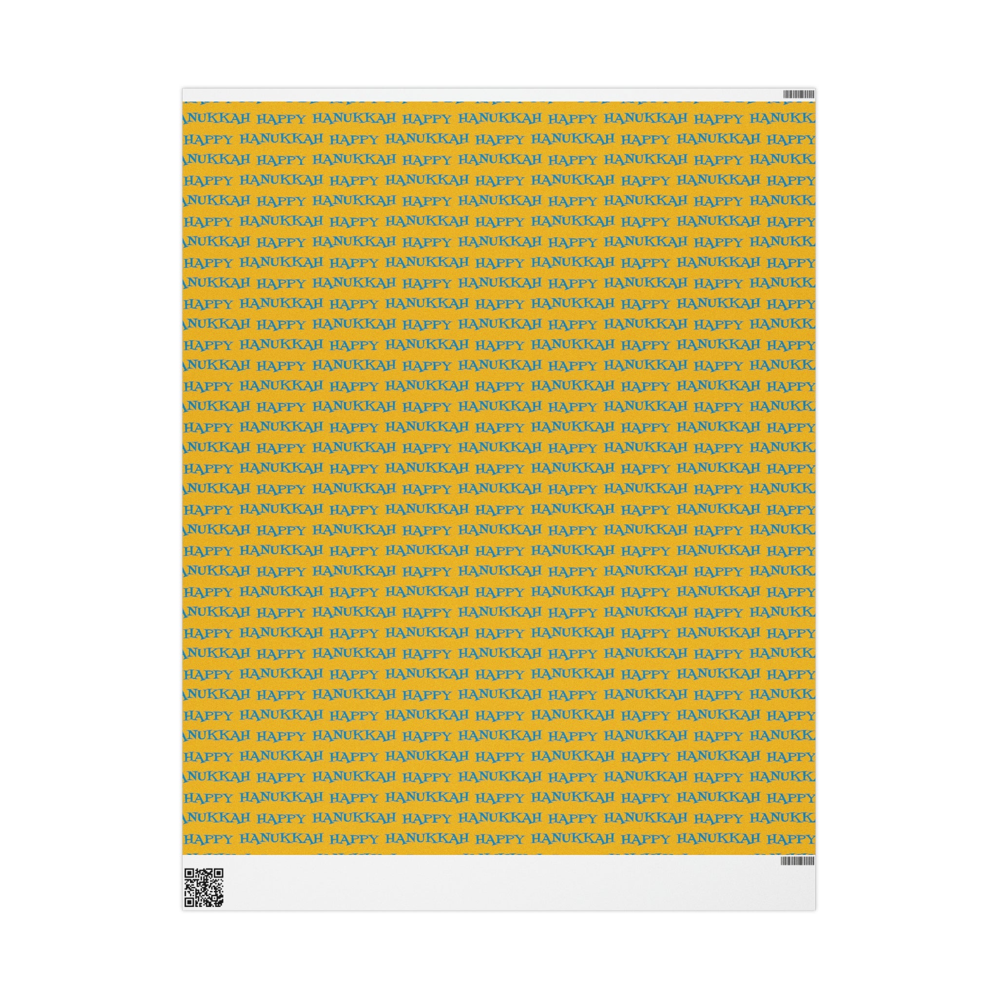 Happy Hanukkah Yellow And Blue Atomic Retro Style Holiday Gift Wrap Paper - Glossy Or Matte