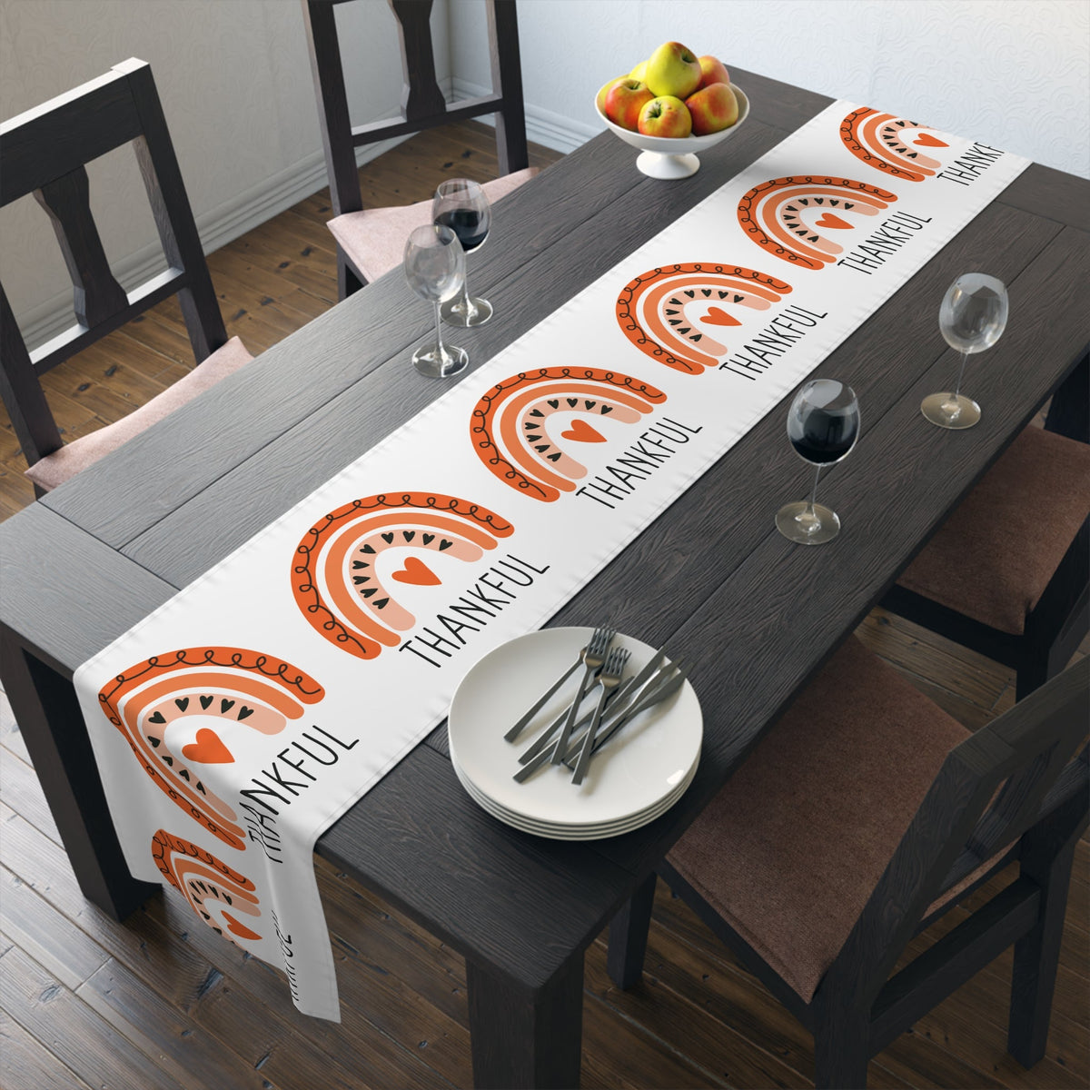 Thankful Boho Rainbow Thanksgiving Table Runner