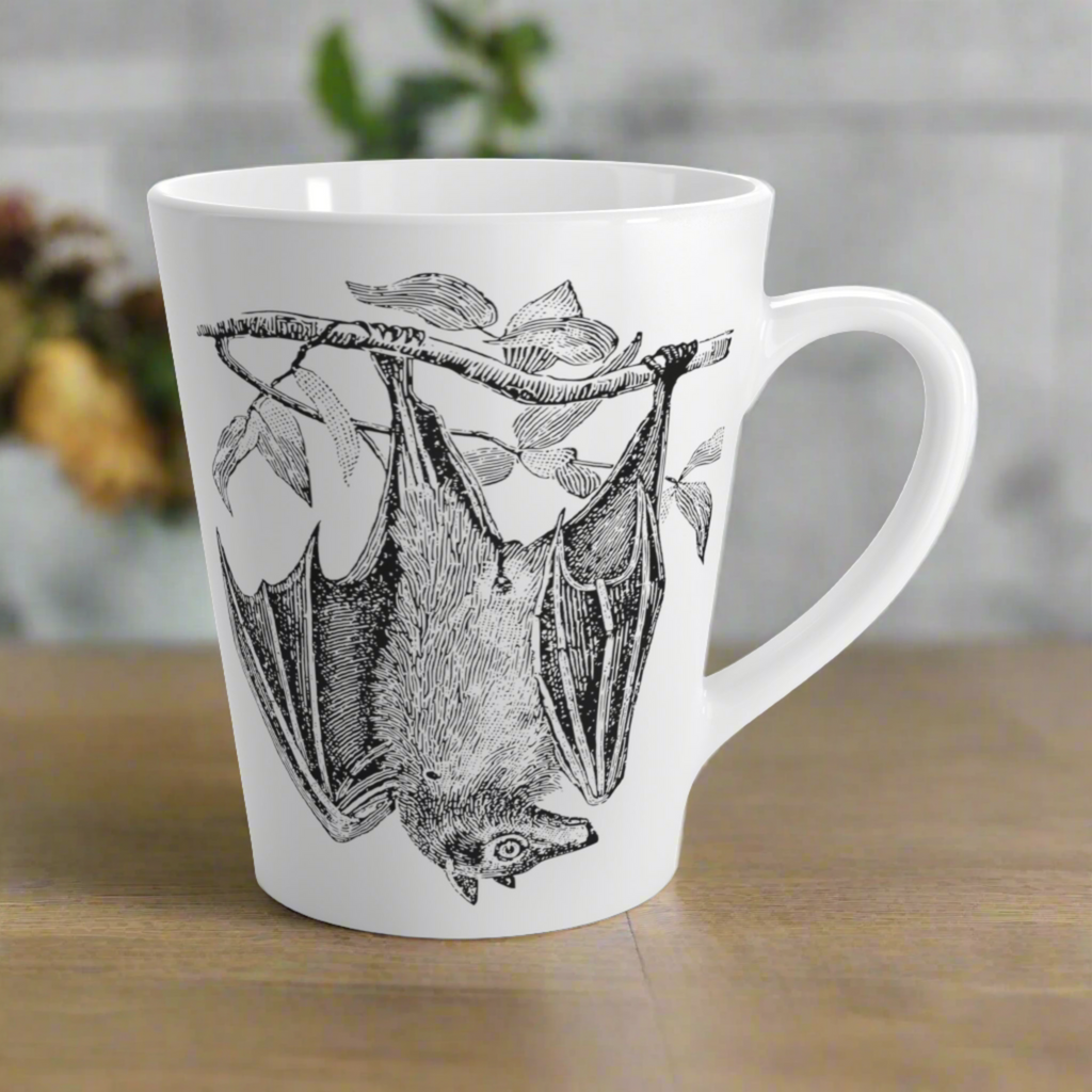Retro Bat Halloween Print Latte Coffee Mug
