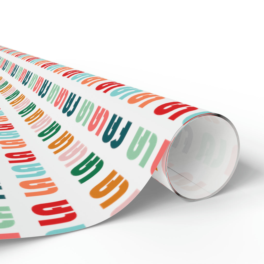 Fa La La La Retro Style Christmas Print Holiday Gift Wrap Paper - Glossy Or Matte